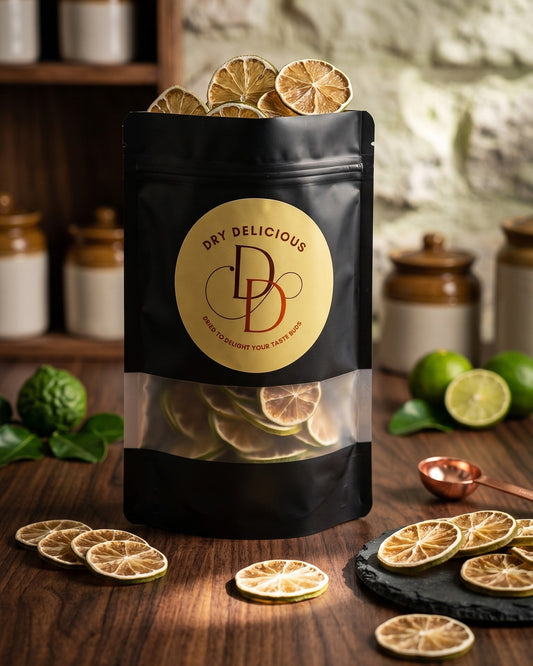 Dry Delicious dehydrated lime wheels in a resealable pouch